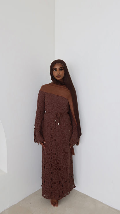 ‘NARAH’ Crochet Dress - Chocolate