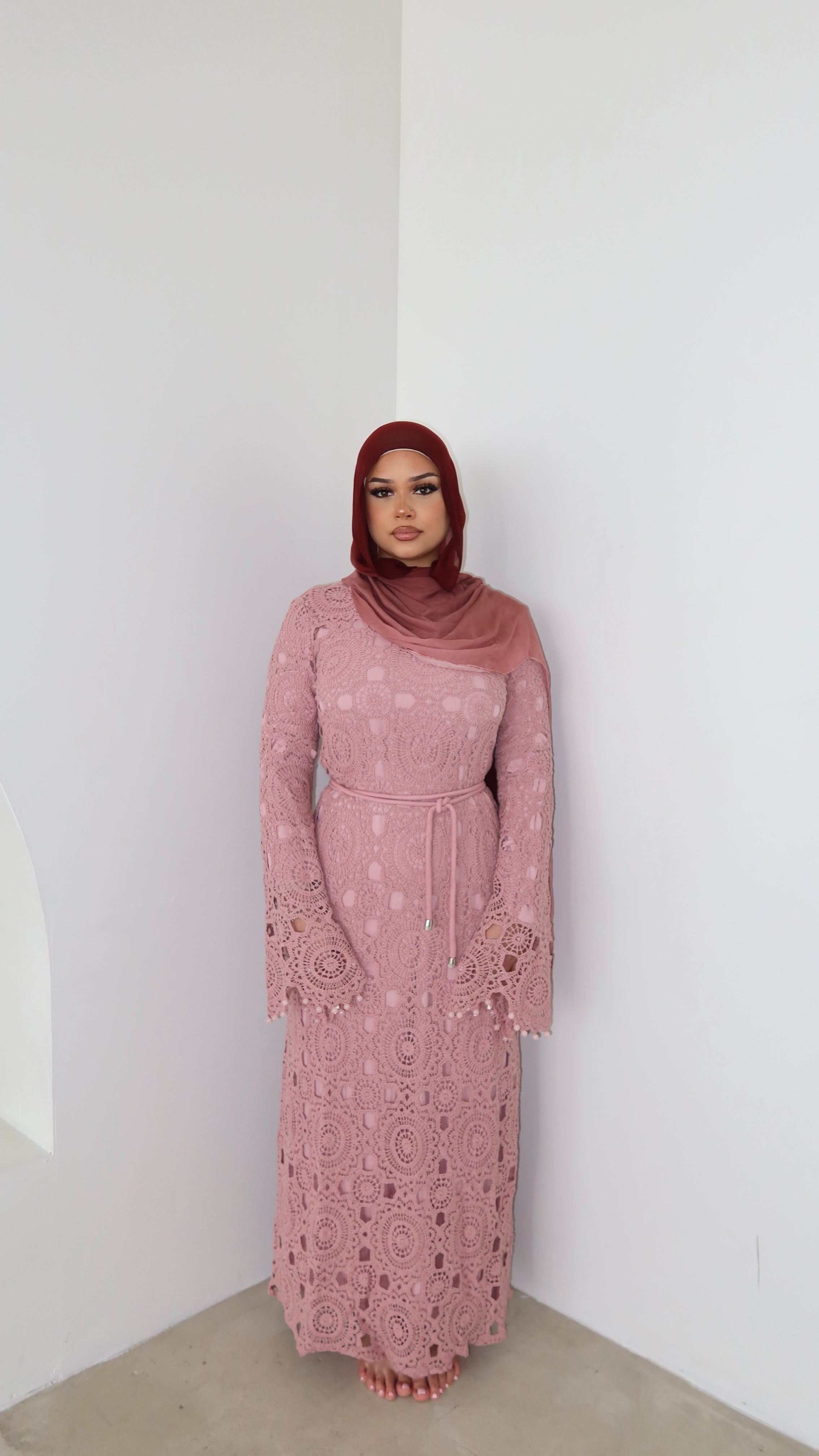 ‘NARAH’ Crochet Dress - Rose Quartz