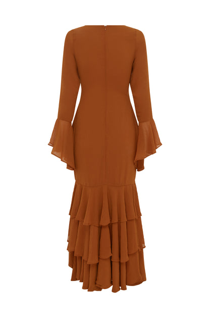 ‘ROZHIN’ Dress - Peach Caramel